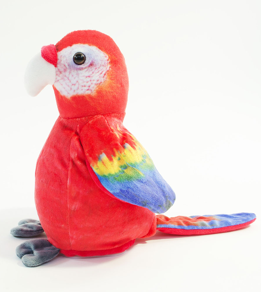Papegoja härmande talande pratar röd