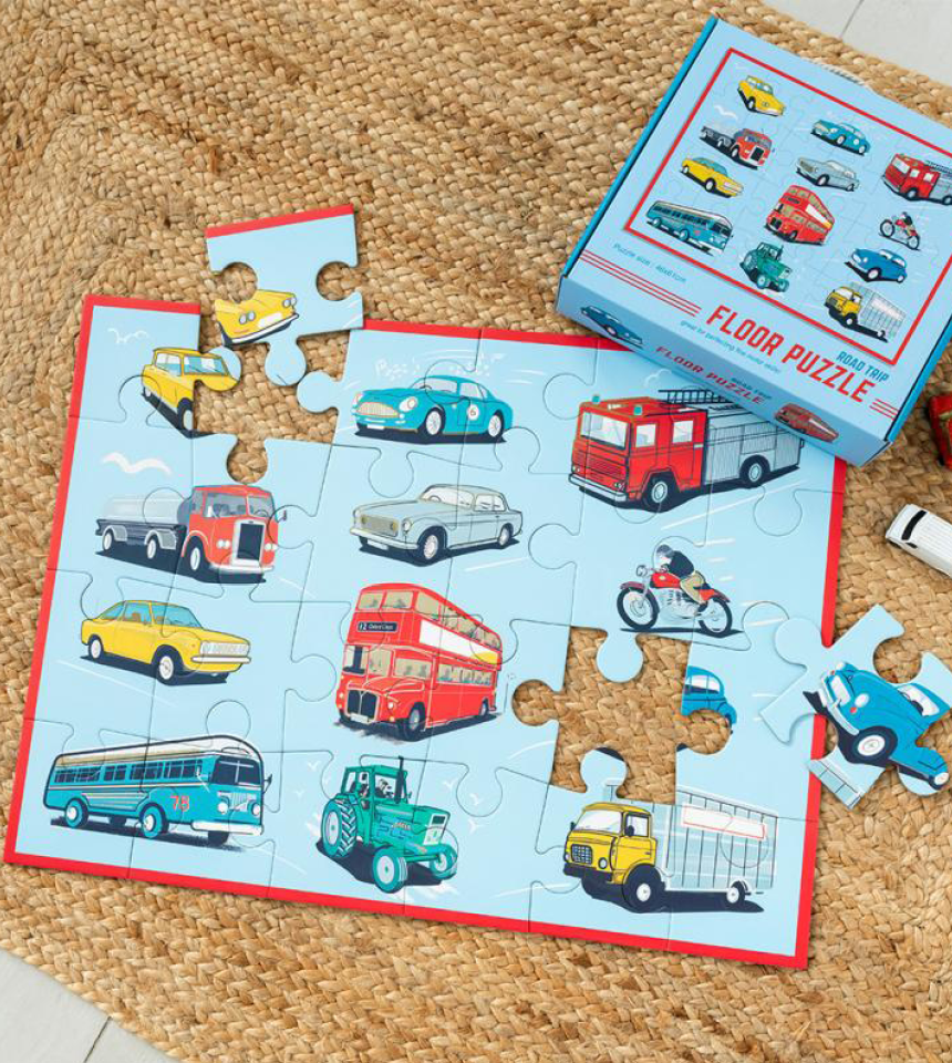 stort pussel för golv och bord road trip fordon kartong 24 bitar