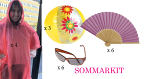 sommarkit regnplonhos badbollar solfjäder solglasögon